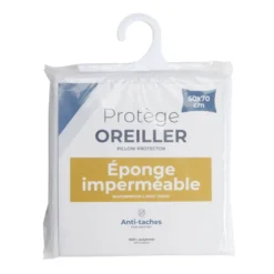 Protège oreiller éponge imperméable anti-tâches blanc 50x70cm