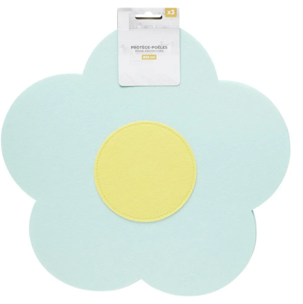 Protège-poêle x3 feutrine forme fleur Ø38cm (2 modèles)