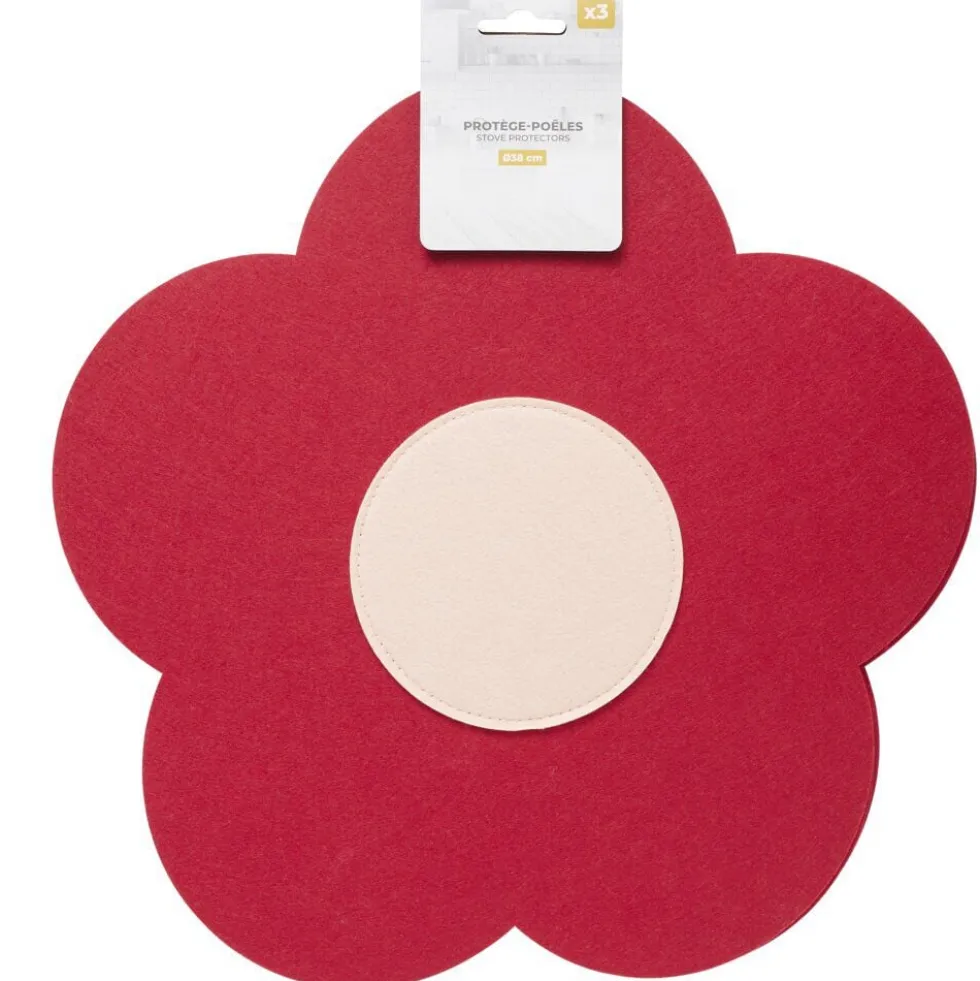 Protège-poêle x3 feutrine forme fleur Ø38cm (2 modèles)