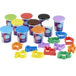 Pâte à modeler x10 pots 55g et 12 moules plastique