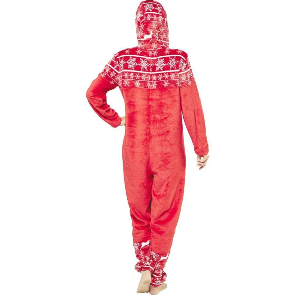 Pyjama combinaison de Noël femme rouge et blanc