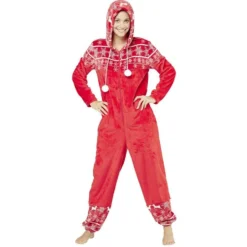 Pyjama combinaison de Noël femme rouge et blanc