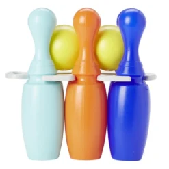 Quille en plastique pour bowling bleu et orange x6