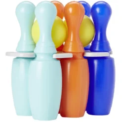 Quille en plastique pour bowling bleu et orange x6