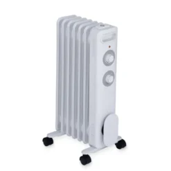 Radiateur bain d'huile à roulettes blanc 1500W Homday 3 niveaux de chaleur
