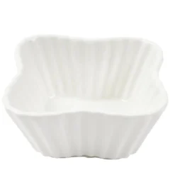 Ramequin carré céramique contour texturé blanc 7,5x7,5xH3,5cm