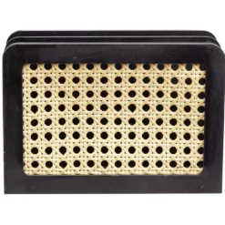 Range courrier cannage rotin naturel noir