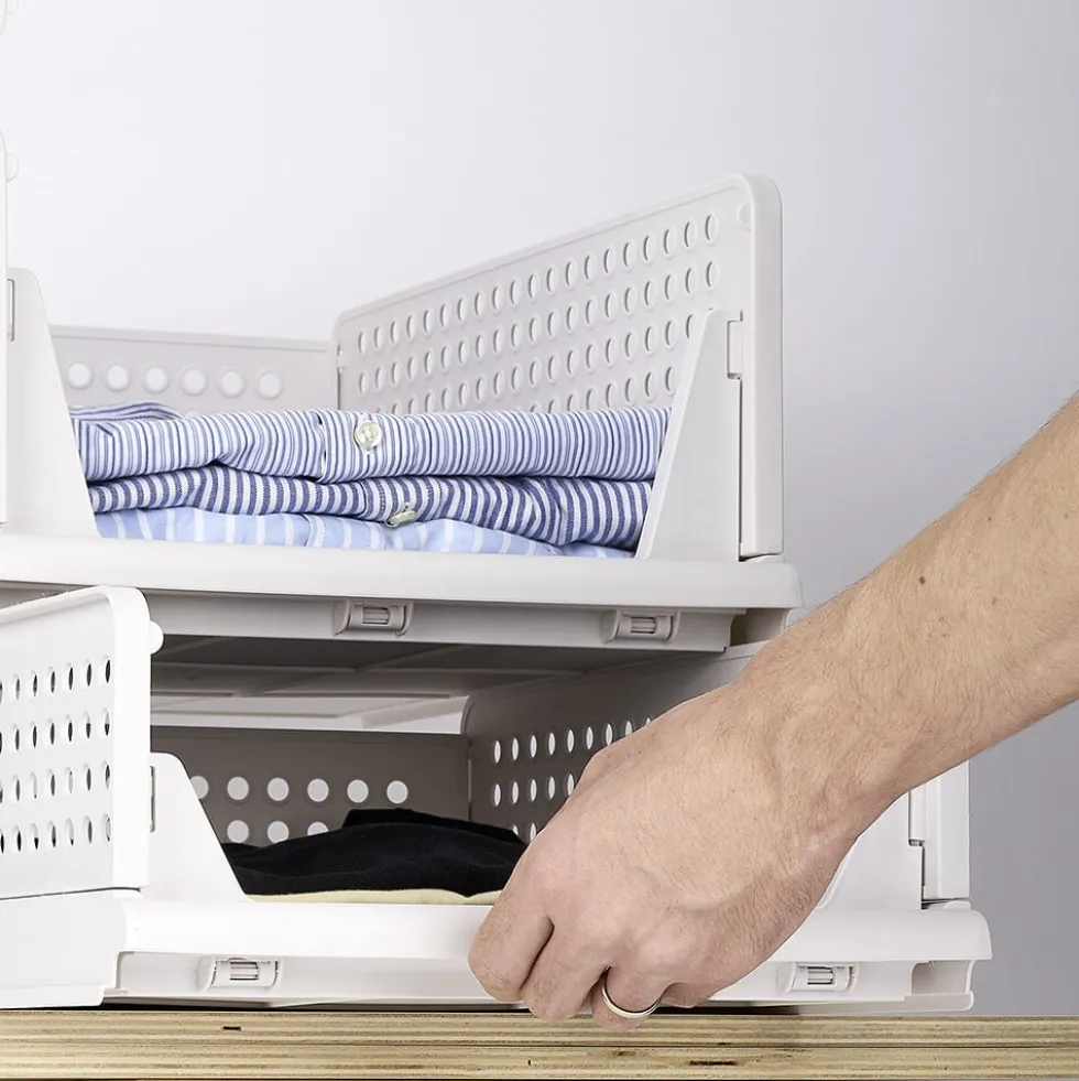 Rangement dressing superposable coulissant blanc petit modèle
