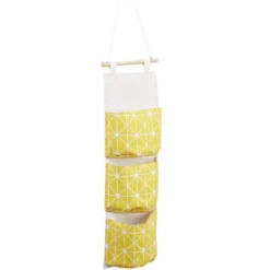 Rangement suspendu 3 niveaux tissu et bois 20x67cm (3 modèles)
