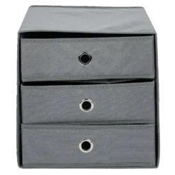 Rangement textile Box Cube 3 tiroirs gris 31x29xH31cm
