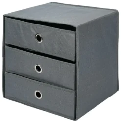 Rangement textile Box Cube 3 tiroirs gris 31x29xH31cm