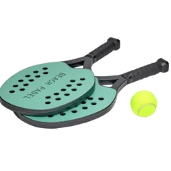 Raquette de plage padel plastique x2 avec 1 balle caoutchouc (3 pièces)