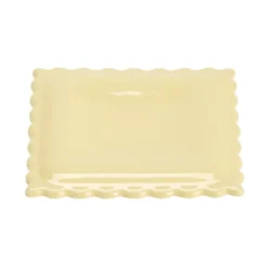 Repose-cuillère forme raviole carré céramique beige 15x15cm