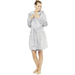 Robe de chambre pour femme avec capuche oreille gris
