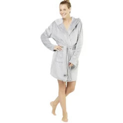 Robe de chambre pour femme avec capuche oreille gris