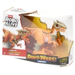 Robot dinosaure Wars son et lumière animé plastique marron 27xH15cm