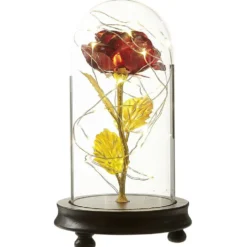 Rose éternelle avec LED rouge et doré