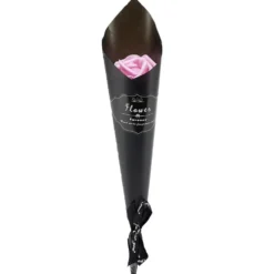 Rose éternelle avec tige verte 5x5xH28cm (3 modèles)