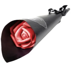 Rose éternelle avec tige verte 5x5xH28cm (3 modèles)