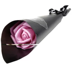 Rose éternelle avec tige verte 5x5xH28cm (3 modèles)