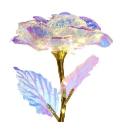 Rose éternelle irisée lumineuse avecLED 15x15xH50cm (3 modèles)