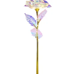 Rose éternelle irisée lumineuse avecLED 15x15xH50cm (3 modèles)