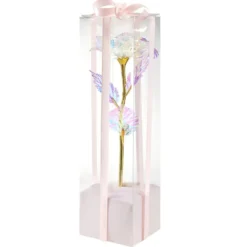 Rose éternelle irisée lumineuse avecLED 15x15xH50cm (3 modèles)