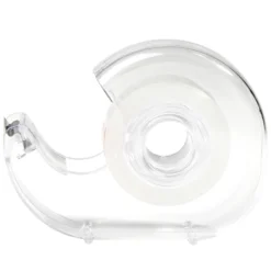 Rouleau adhésif avec dévidoir plastique transparent