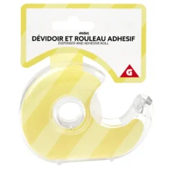 Rouleau adhésif avec dévidoir plastique transparent
