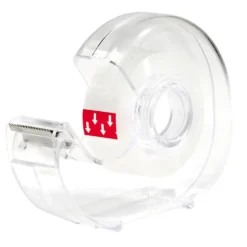 Rouleau adhésif avec dévidoir plastique transparent