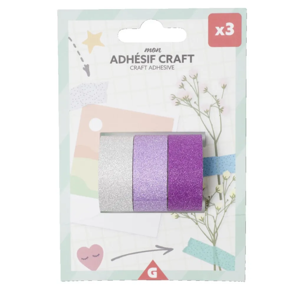 Rouleau adhésif kraft créatif 9x12xH3cm x3 (2 modèles)