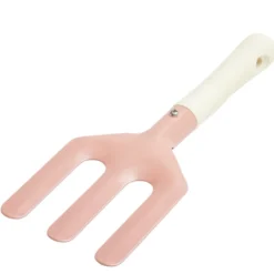 Râteau enfant pour jardin en métal rose et manche bois L20cm