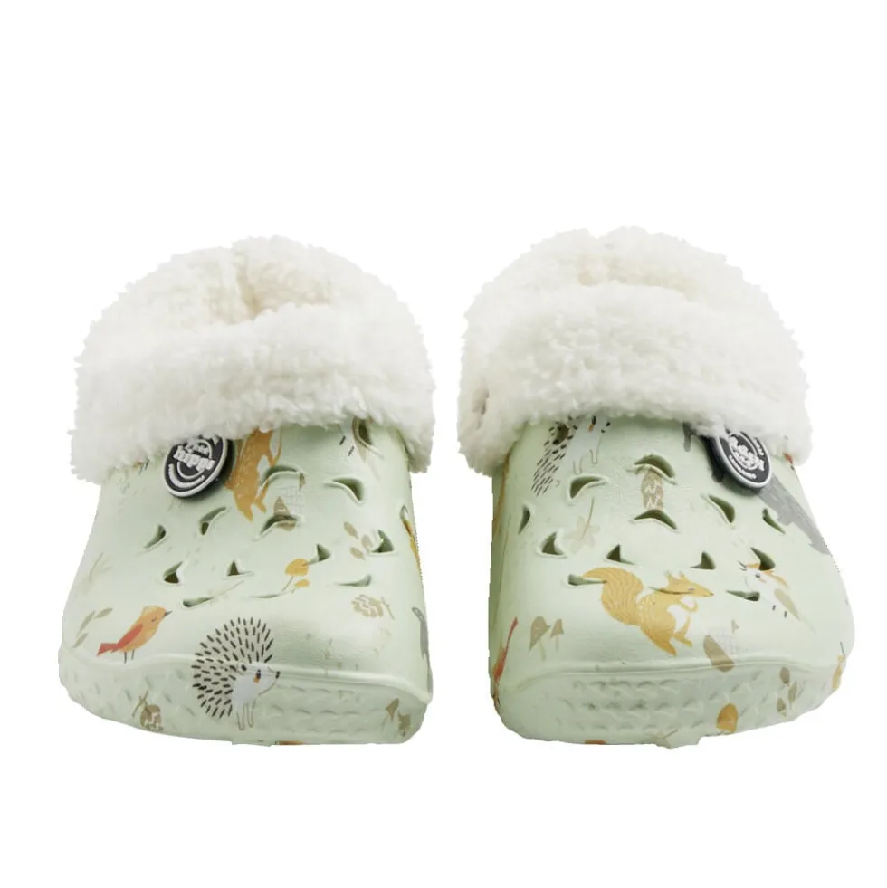 Sabots Hipps enfant fourrés vert pâle motifs animaux 28/29