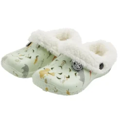 Sabots Hipps enfant fourrés vert pâle motifs animaux 26/27