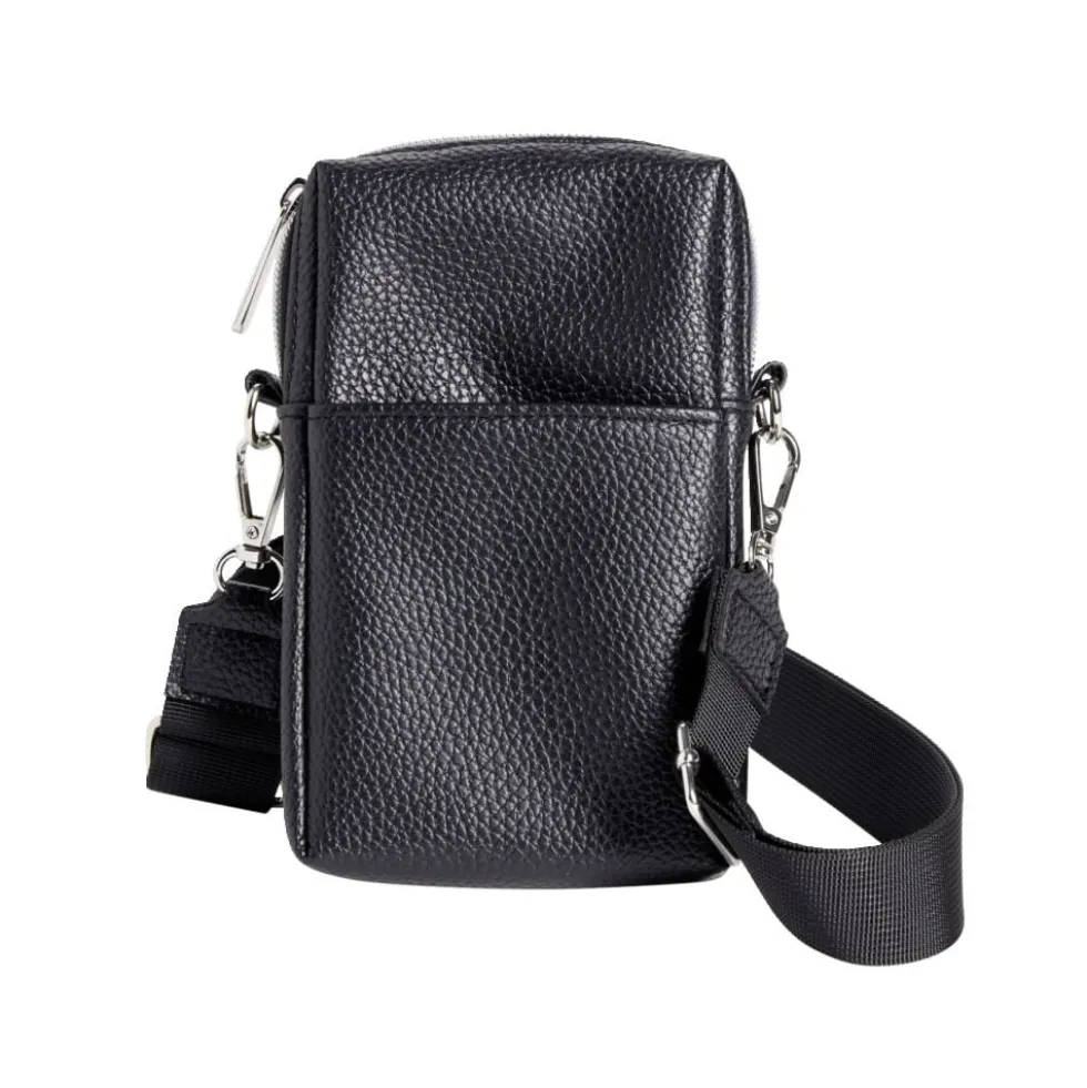 Sac bandoulière à téléphone simili uni 10xH16,5cm (6 modèles)