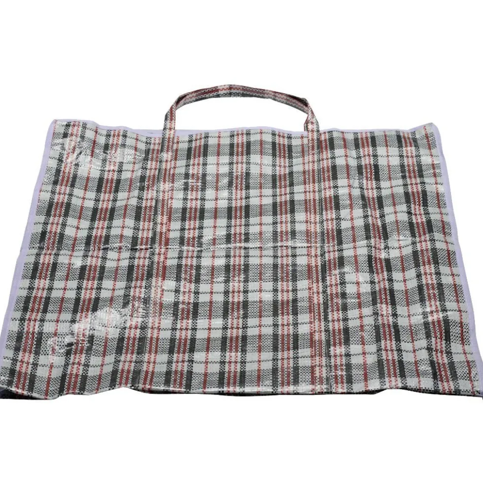 Sac de course quadrillage rouge noir blanc 68x15xH68cm