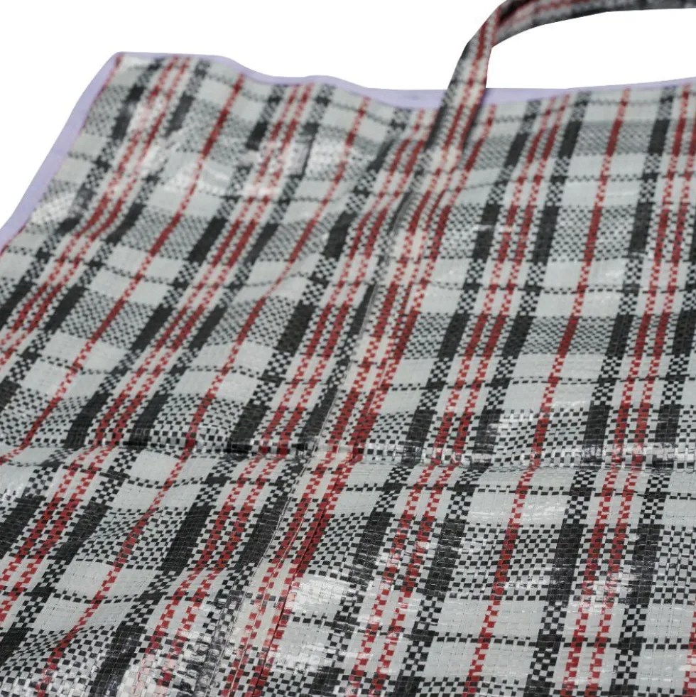 Sac de course quadrillage rouge noir blanc 68x15xH68cm