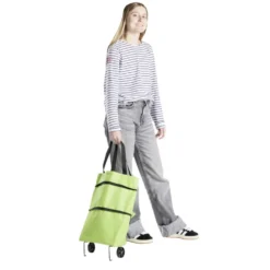 Sac de courses ajustable à roulettes 20L orange ou vert