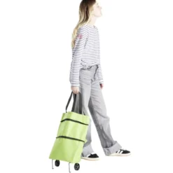 Sac de courses ajustable à roulettes 20L orange ou vert