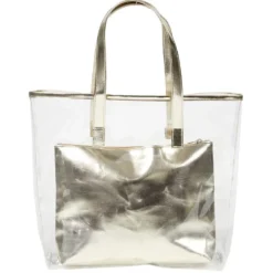 Sac de plage transparent avec pochette doré