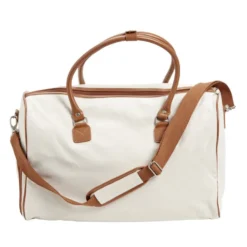 Sac de voyage canevas beige et marron 49x24xH31cm