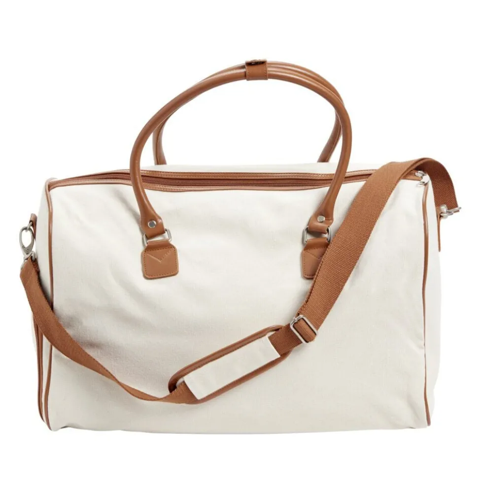 Sac de voyage canevas beige et marron 49x24xH31cm