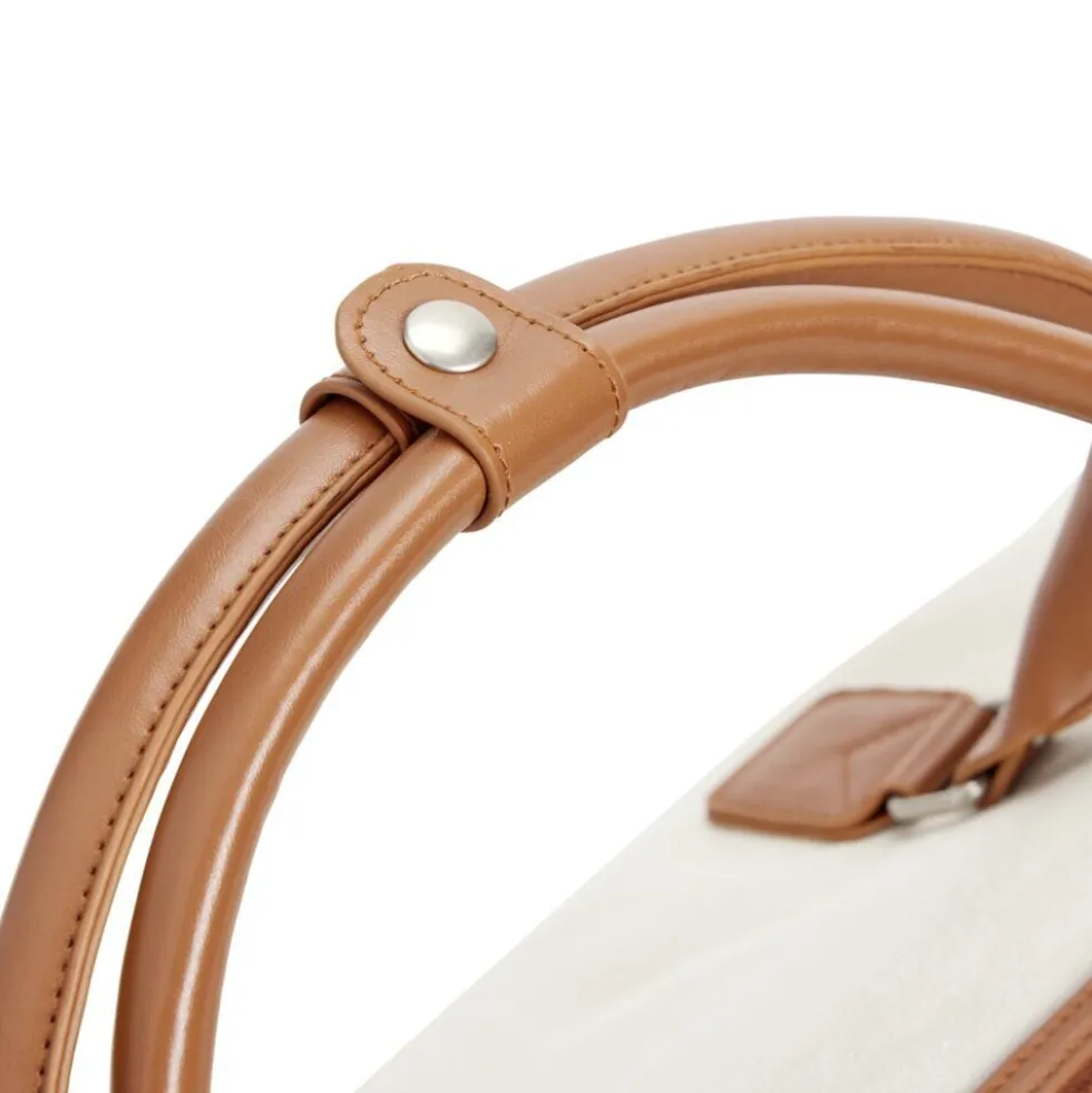 Sac de voyage canevas beige et marron 49x24xH31cm