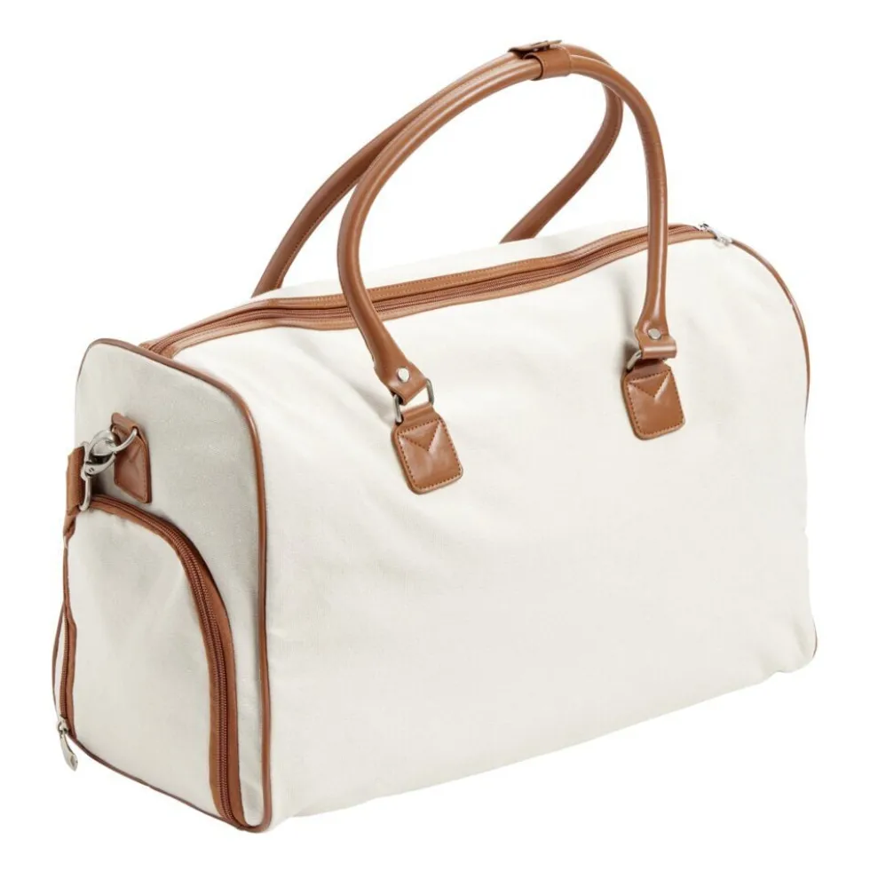 Sac de voyage canevas beige et marron 49x24xH31cm