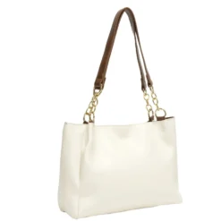 Sac femme fourre-tout simili anse chaîne dorée 33x11xH24cm - 2 modèles noir ou beige