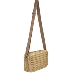 Sac à main bandoulière effet paille fermeture zippée 21x7xH15cm (2 modèles)