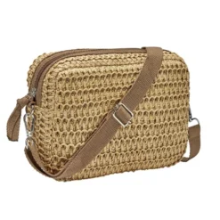 Sac à main bandoulière effet paille fermeture zippée 21x7xH15cm (2 modèles)