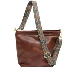 Sac à main femme fourre-tout anse ethnique amovible 32x10xH25cm - 3 modèles