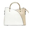 Sac à main simili bicolore anse doré et bandoulière 23x11xH19cm - 2 modèles beige ou bleu