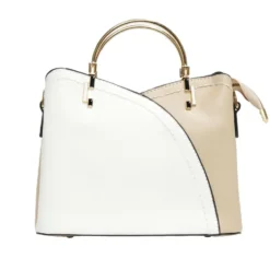 Sac à main simili bicolore anse doré et bandoulière 23x11xH19cm - 2 modèles beige ou bleu